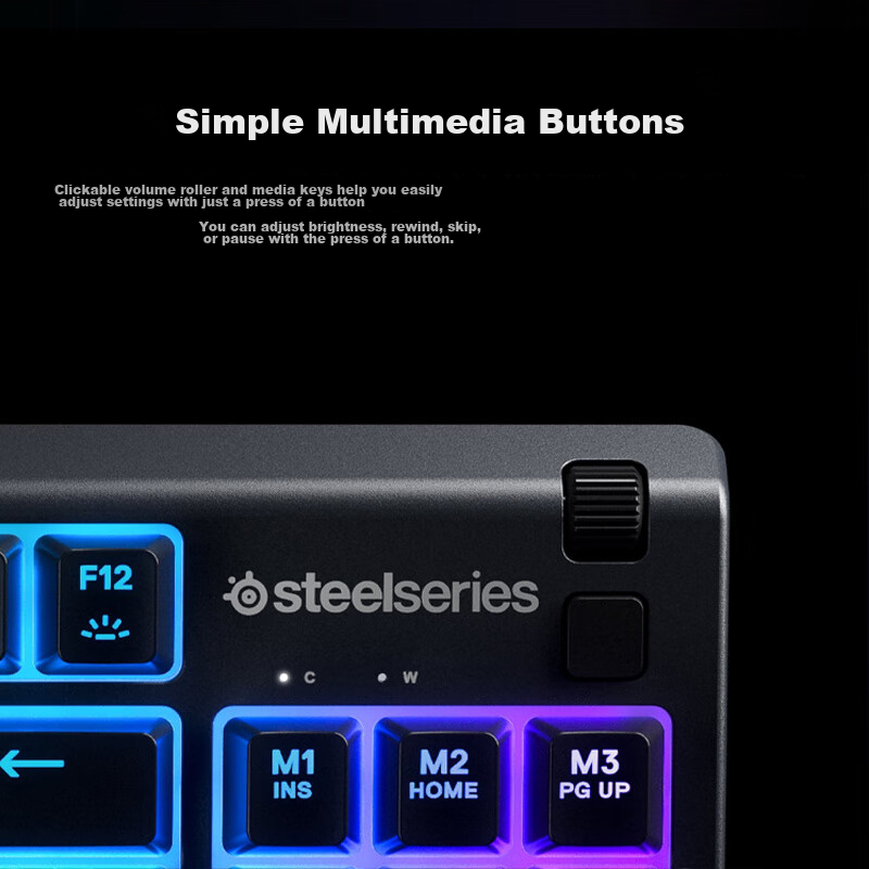 SteelSeries Apex 3 TKL Gaming Keyboard, Compact Wired Keyboard, 8-Zone RGB Backl...