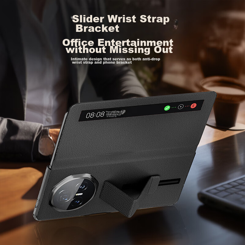 Pipi Jia [Drop-Resistant Wristband Style] Case for Honor Magic V3, Genuine Leath...