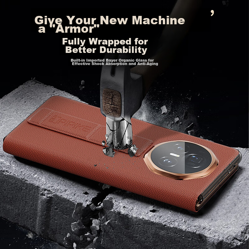 Pipi Jia [Drop-Resistant Wristband Style] Case for Honor Magic V3, Genuine Leath...