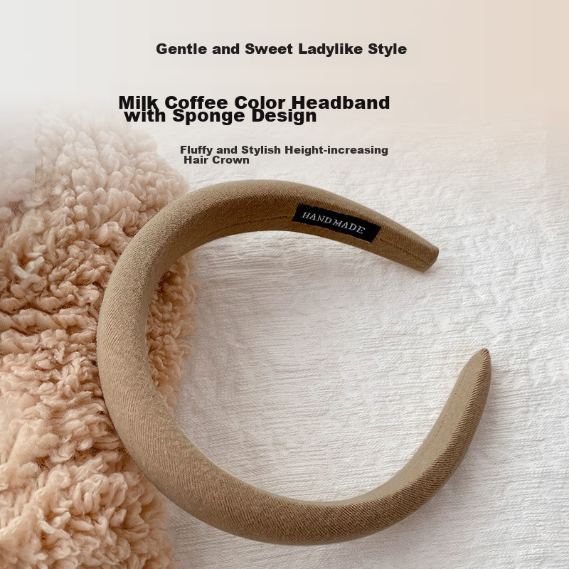 Meifuyu Wide-Edge High Crown Sponge Headband (Dark Coffee Color), Hair Clip, Fac...
