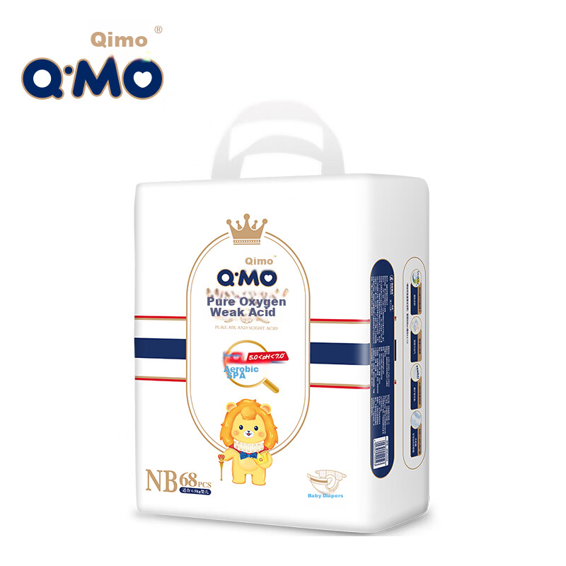 Qimo Q-MO Royal Mild Acid Diapers, NB 68 Pieces (For 5kg And Below), Newborn Sma...