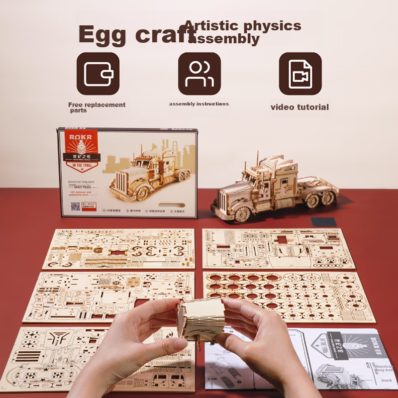 ROKR Luxury Steam Train, DIY Wooden Toy Car Model, Assembly Kit, Graduation And...