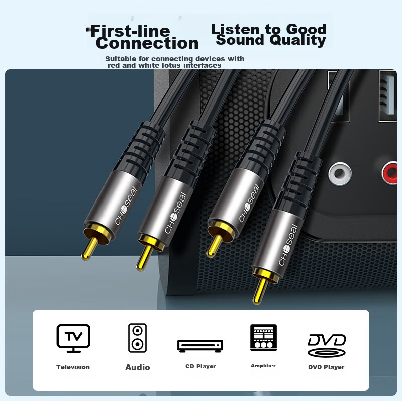 Akihabara (CHOSEAL) 2RCA Red And White Dual RCA Audio Cable, Two-To Red And Whit...