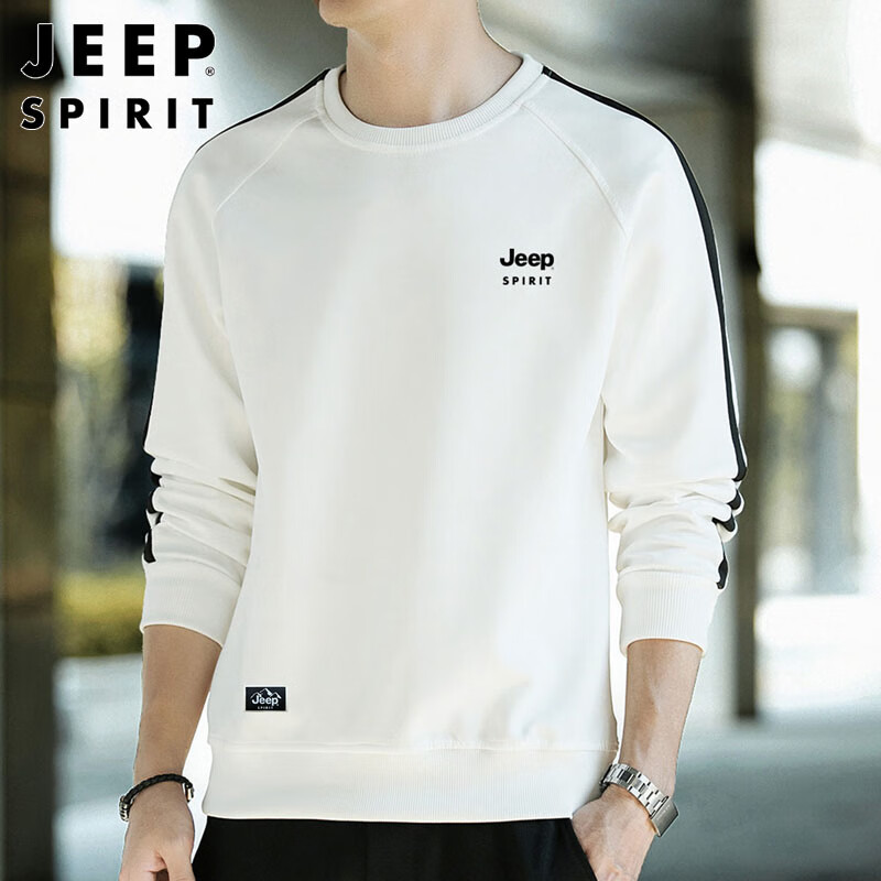 JEEP SPIRIT Men's Autumn and Winter Round Neck Sweatshirt Casual T-shirt Men's C...