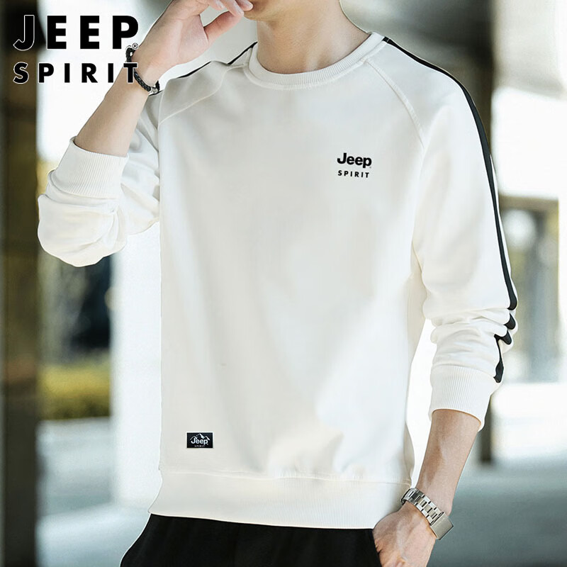 JEEP SPIRIT Men's Autumn and Winter Round Neck Sweatshirt Casual T-shirt Men's C...