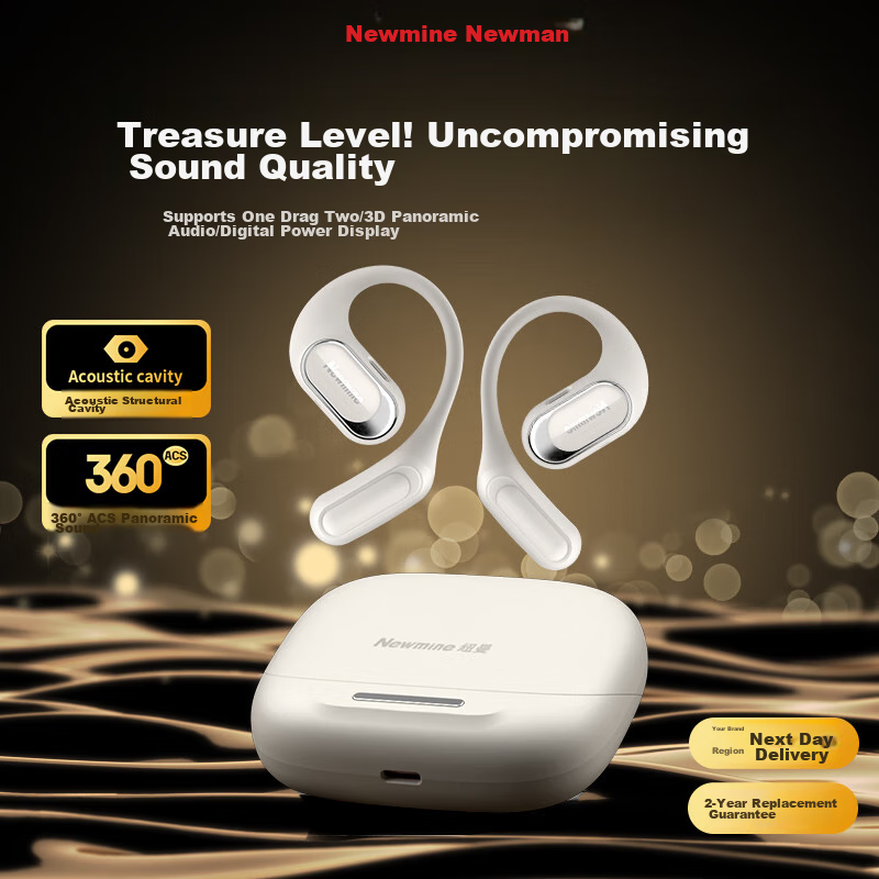 Newman Q10 Bone Conduction Bluetooth Headphones, Wireless, Over-Ear, Open-Style,...