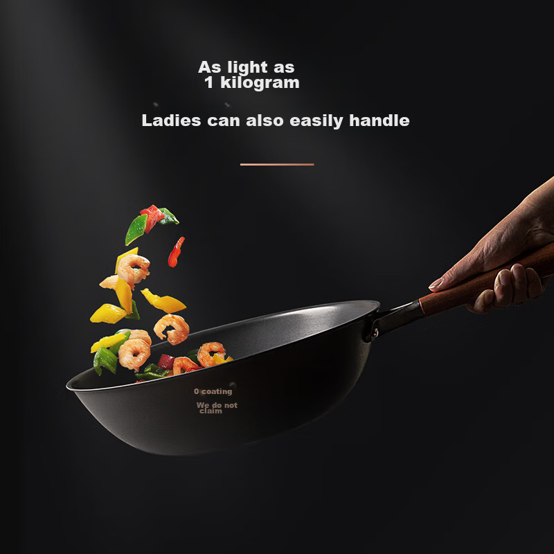 Sanhe Nitrogen Rust-Proof Wok, Non-Coated Micro-Nano Non-Stick Cast Iron Pan, Lo...