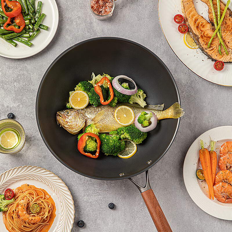 Sanhe Nitrogen Rust-Proof Wok, Non-Coated Micro-Nano Non-Stick Cast Iron Pan, Lo...