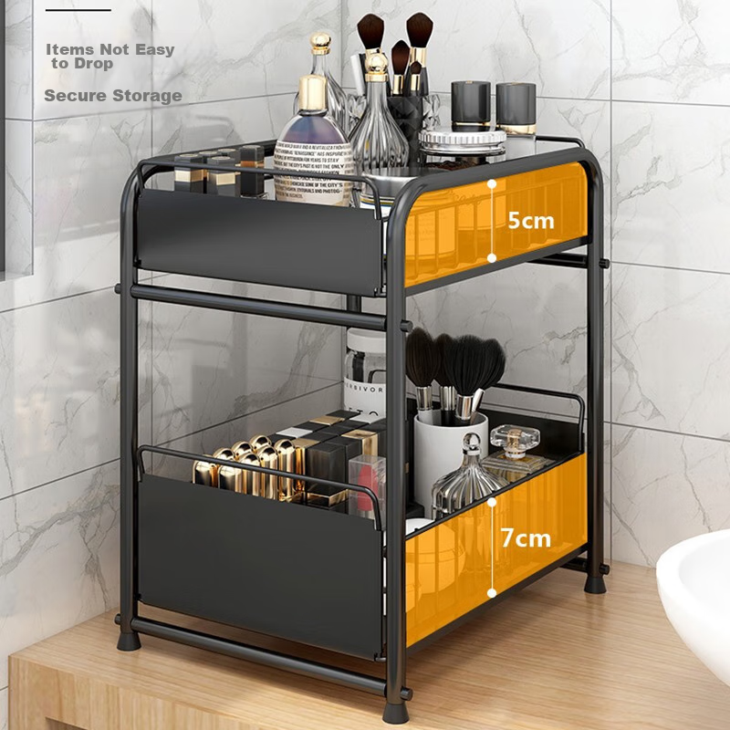 Ourunzhe Kitchen Storage Rack, Under-Sink Pull-Out Organizer, Bathroom Storage S...