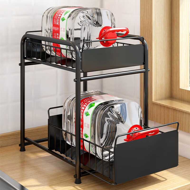 Ourunzhe Kitchen Storage Rack, Under-Sink Pull-Out Organizer, Bathroom Storage S...