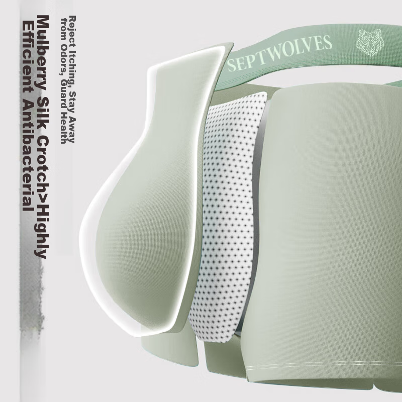 SEPTWOLVES Men's Underwear, Spring And Summer Pure Cotton Boxer Briefs, Mulberry...