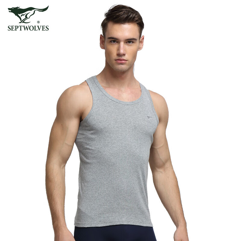 Septwolves Men's Vest, 100% Pure Cotton, Slim Fit, Elastic, Versatile Undershirt...
