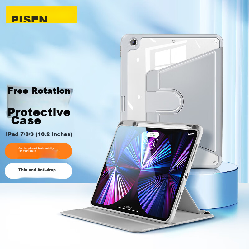 PISEN IPad 7/8/9 Case 10.2-Inch 2019/20/21 Apple Tablet Cover with Pencil Holder...