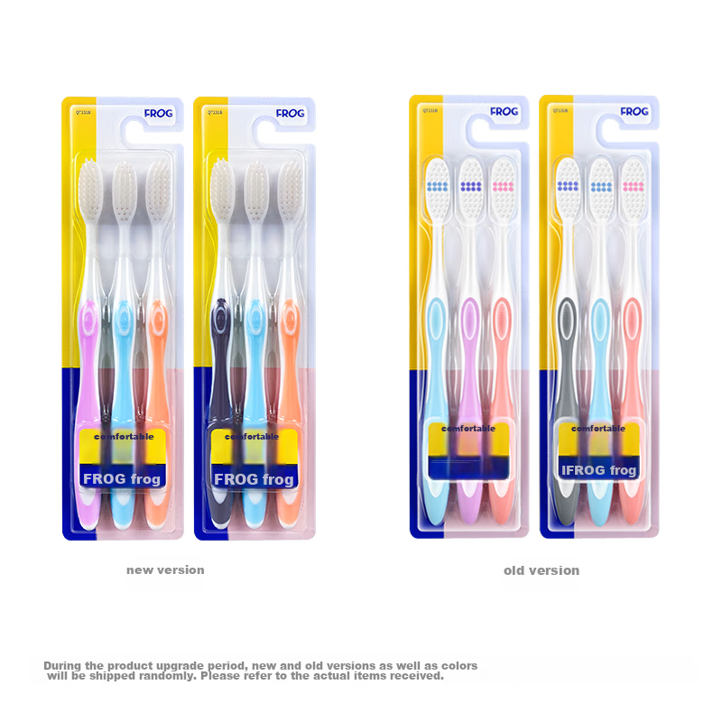FROG Adult Toothbrush Set 131B, 3 Pieces, Soft Bristles for Gum Care And Deep Cl...