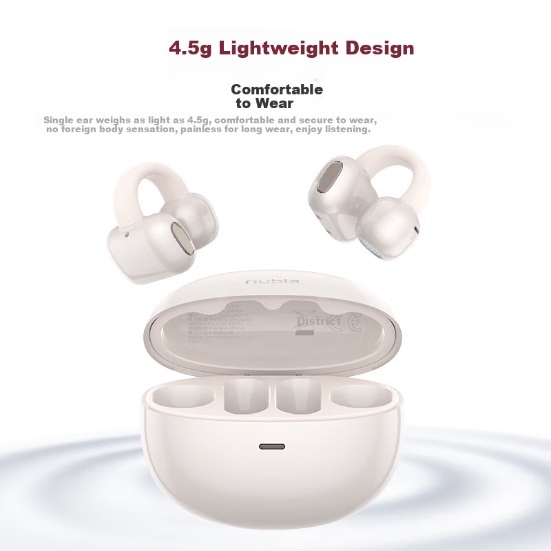 Nubia Bluetooth Earphones LiveClip Open-Ear Bone Conduction Concept Clip-on Styl...