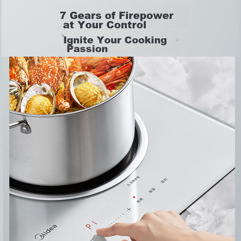 Midea Electromagnetic Cooker, Dual Burner, 3500W, High Power, Left Electric Righ...