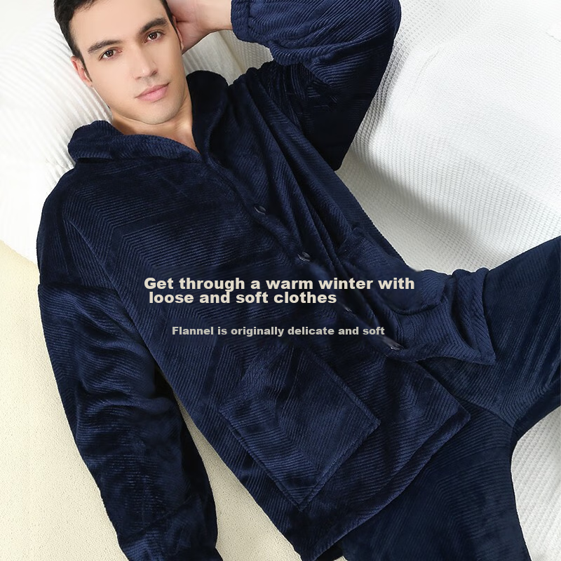 SEPTWOLVES [Warm Instantly] Men's Fleece-Lined Pajamas, Thickened And Warm, Suit...