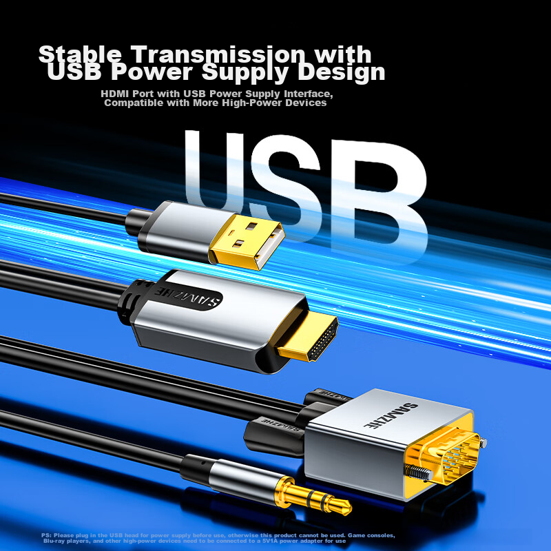 Shanze VGA to HDMI Converter Cable, High-Definition Video Adapter, Laptop to TV...