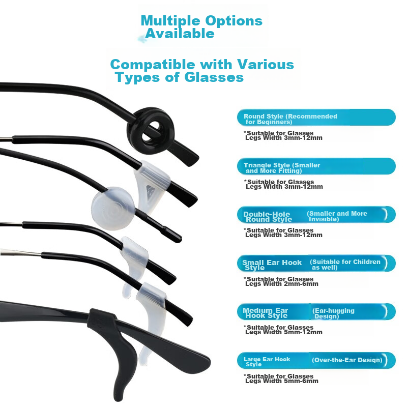 ONNA Eyeglass Anti-slip Retainer Holder Sports Anti-slip Ear Hooks Set A White F...