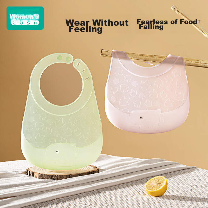 Rushan Baby Bib, Large Size, Waterproof Silicone, Portable, for Infants And Chil...