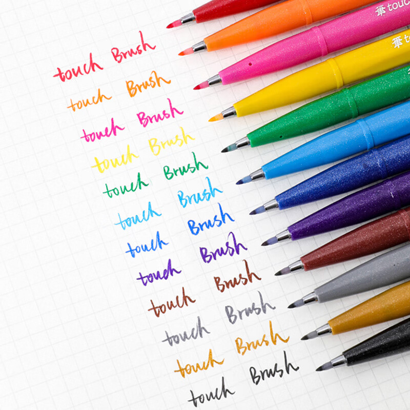 Pentel Colorful Soft Brush Pen, Elastic Tip Water-Based Pen, for Journaling, Let...