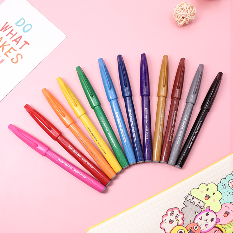 Pentel Colorful Soft Brush Pen, Elastic Tip Water-Based Pen, for Journaling, Let...