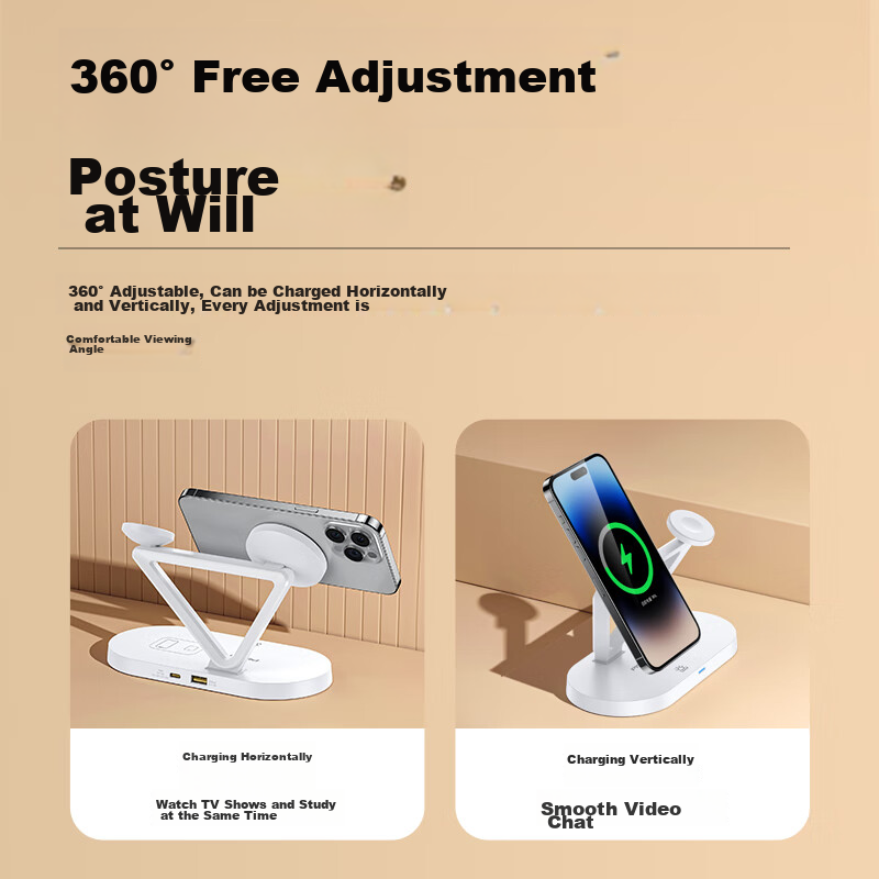 Pisen Apple Wireless Charger, Three-In MagSafe Magnetic Stand, 15W, Compatible w...