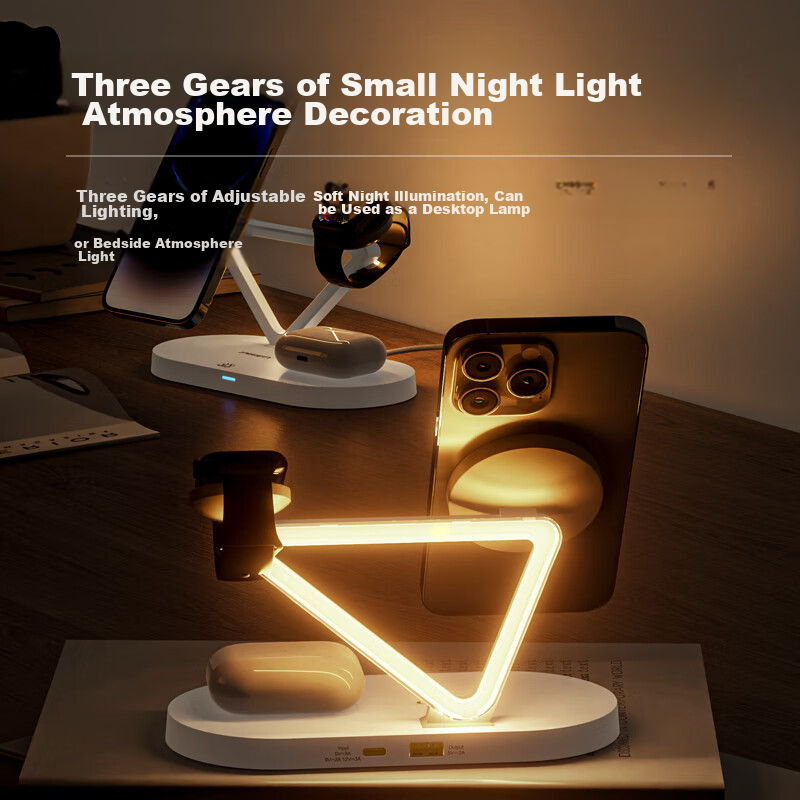 Pisen Apple Wireless Charger, Three-In MagSafe Magnetic Stand, 15W, Compatible w...