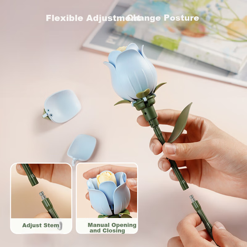 ROKR Lavender Purple Rose DIY Wooden Flower Handmade Assembly Toy Eternal Flower...