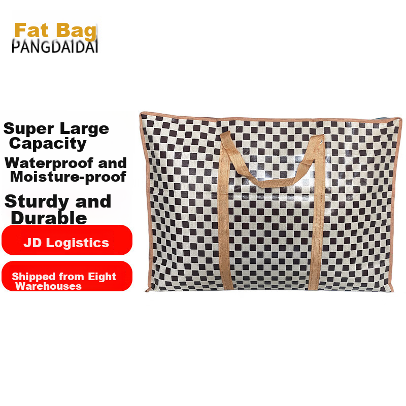 Pangdaidai Large Capacity Orange Plaid Moving Packing Bags, Clothes Storage Bags...