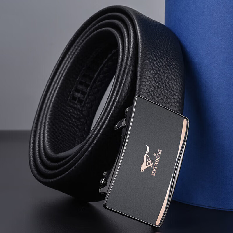 SEPTWOLVES Men's Leather Belt, Cowhide Inner Wear, Automatic Buckle, Men's Waist...