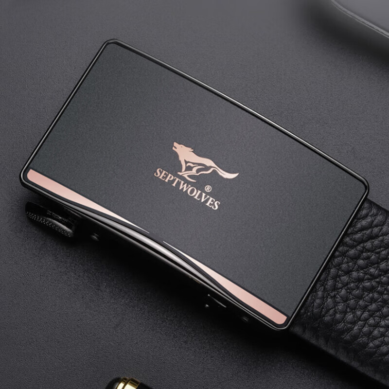 SEPTWOLVES Men's Leather Belt, Cowhide Inner Wear, Automatic Buckle, Men's Waist...