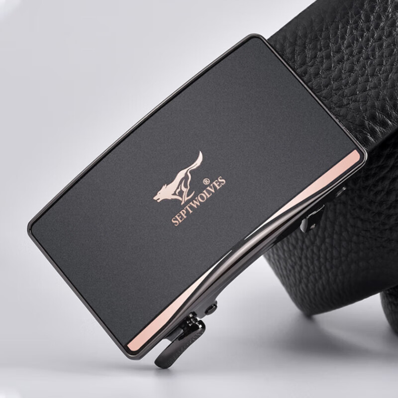 SEPTWOLVES Men's Leather Belt, Cowhide Inner Wear, Automatic Buckle, Men's Waist...