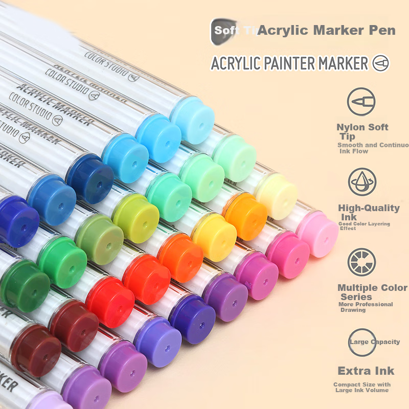 Qiao Ke Hui Acrylic Marker Soft Tip Art Special Hand Account Pen Sea Salt Blue S...