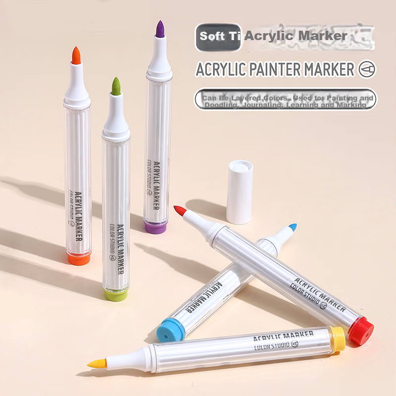 Qiao Ke Hui Acrylic Marker Soft Tip Art Special Hand Account Pen Sea Salt Blue S...