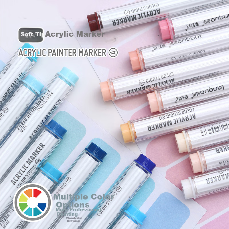 Qiao Ke Hui Acrylic Marker Soft Tip Art Special Hand Account Pen Sea Salt Blue S...
