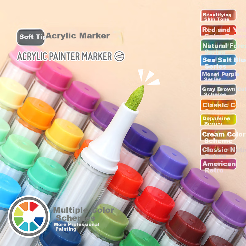 Qiao Ke Hui Acrylic Marker Soft Tip Art Special Hand Account Pen Sea Salt Blue S...