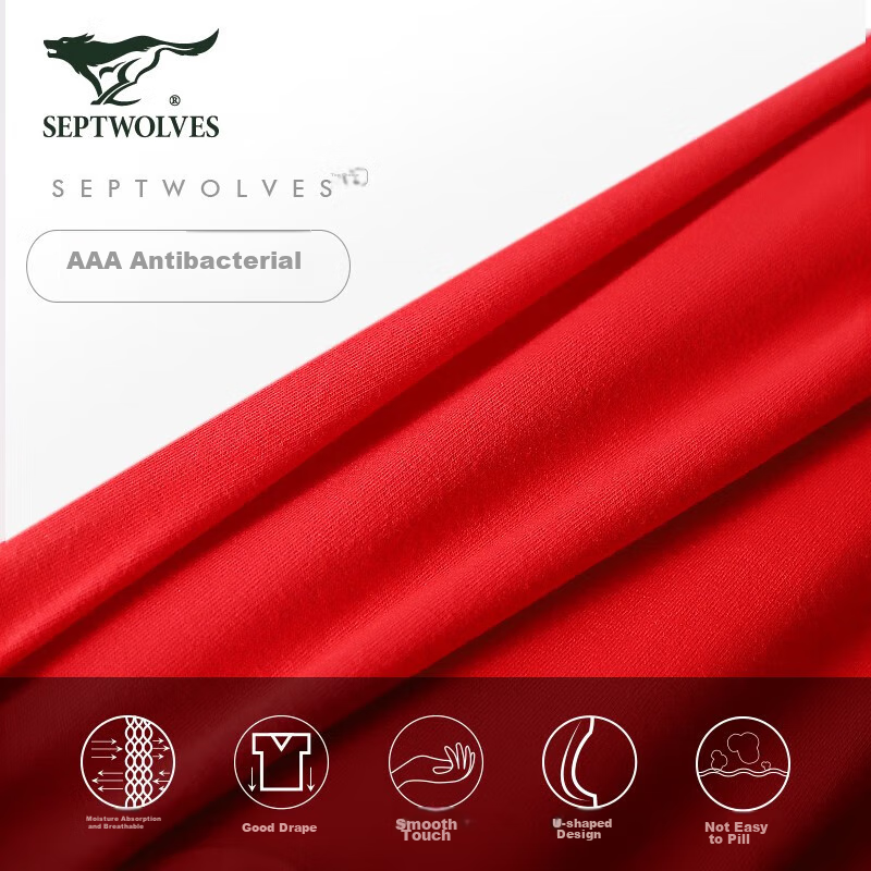 SEPTWOLVES Zodiac Year Red Underwear for Men, Silk-Like Ice Silk Bright Red New...