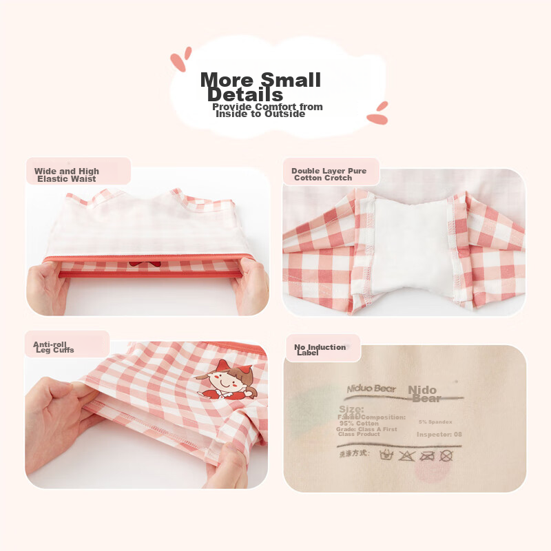 Niduoxiong Children's Underwear, Girls' Mid to Big Kids, Class A Boxer Briefs, P...