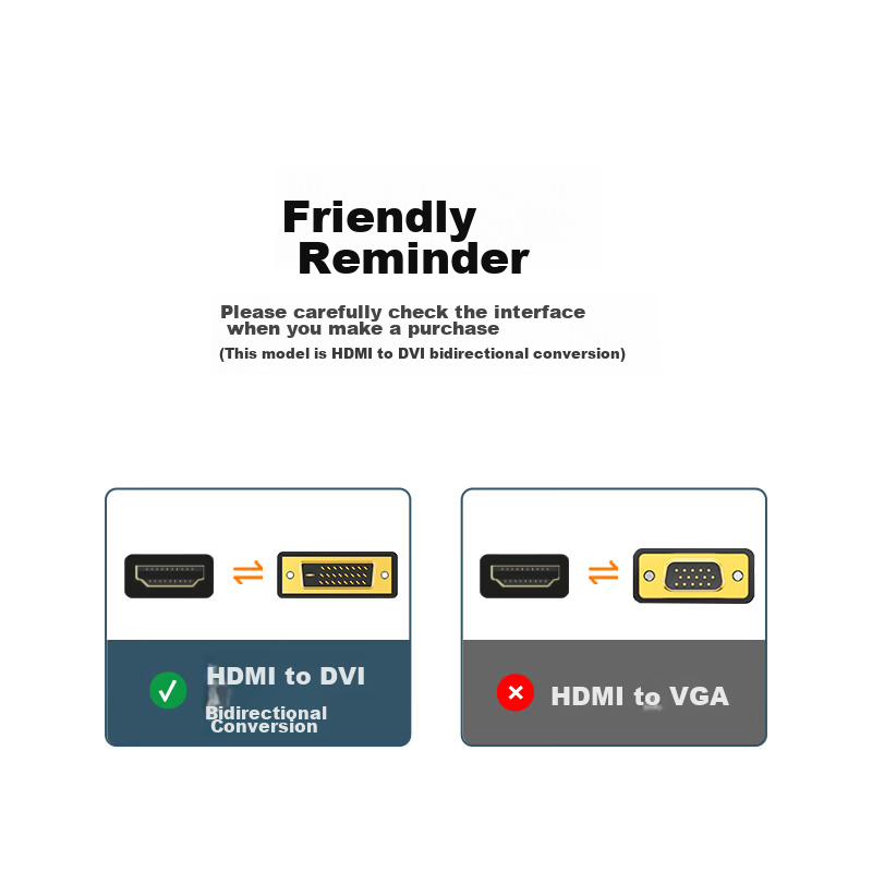 Shanze HDMI to DVI Conversion Cable 4K60Hz DVI to HDMI High-Definition Cable Bid...