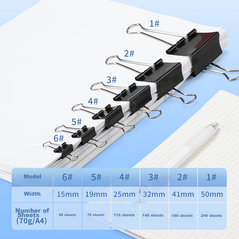 Comix Binder Clips/Loop Clips/Ticket Clips, Black Metal Clips, 3#32mm, 24 Pieces...