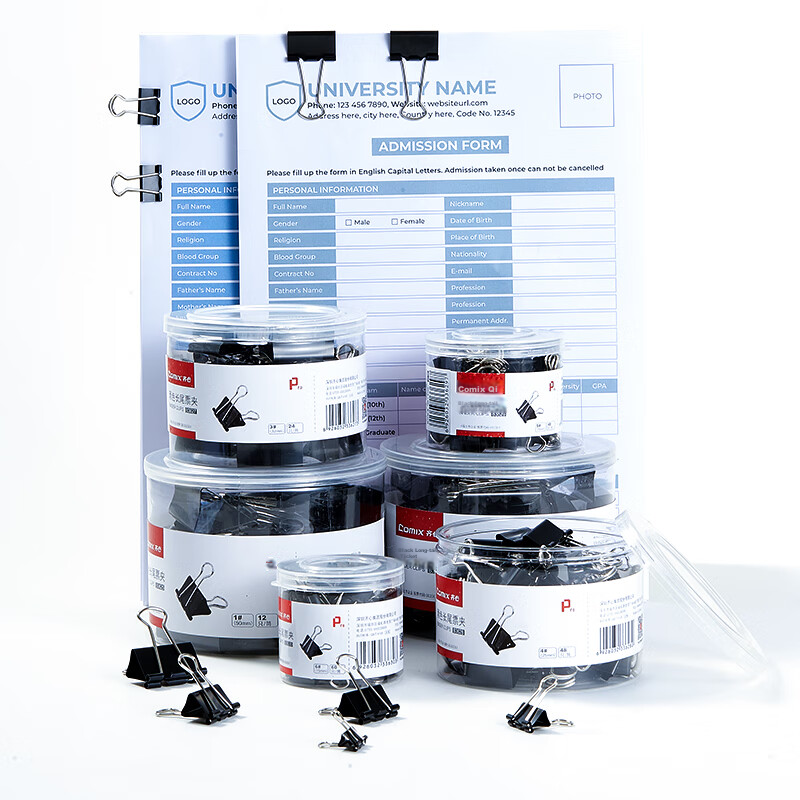 Comix Binder Clips/Loop Clips/Ticket Clips, Black Metal Clips, 3#32mm, 24 Pieces...