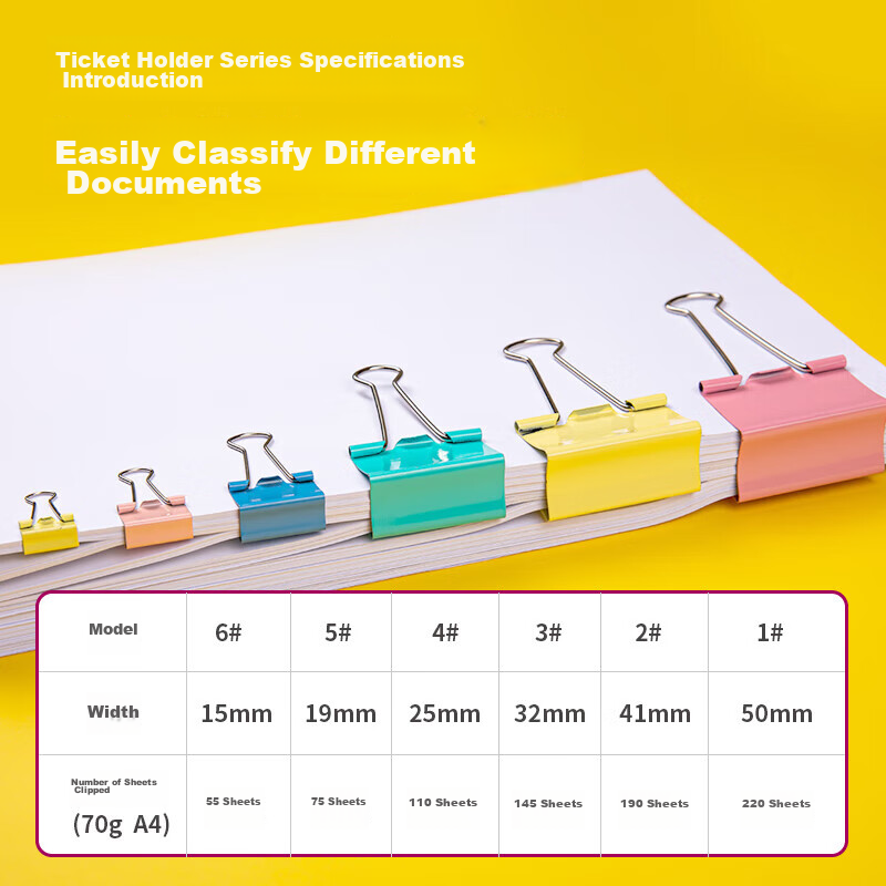 Comix Colored Binder Clips/bill Clips (32mm 6 Pieces, 25mm 12 Pieces, 19mm 24 Pi...