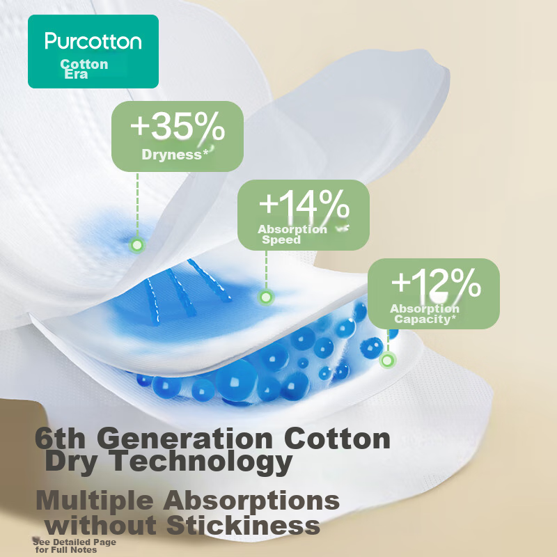 PurCotton Medical-Grade Sanitary Napkins Ultra-Absorbent Series Pure Cotton Ultr...