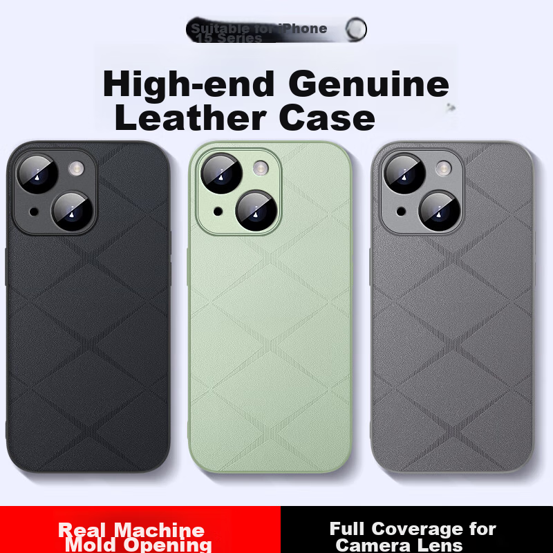 NEYAA IPhone 15 Case, Luxury High-End Genuine Leather Camera Protection Cover, U...