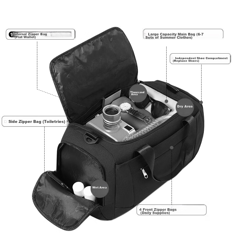 SEPTWOLVES Travel Bag, Large Capacity Sports Fitness Bag, Luggage Bag for Men An...