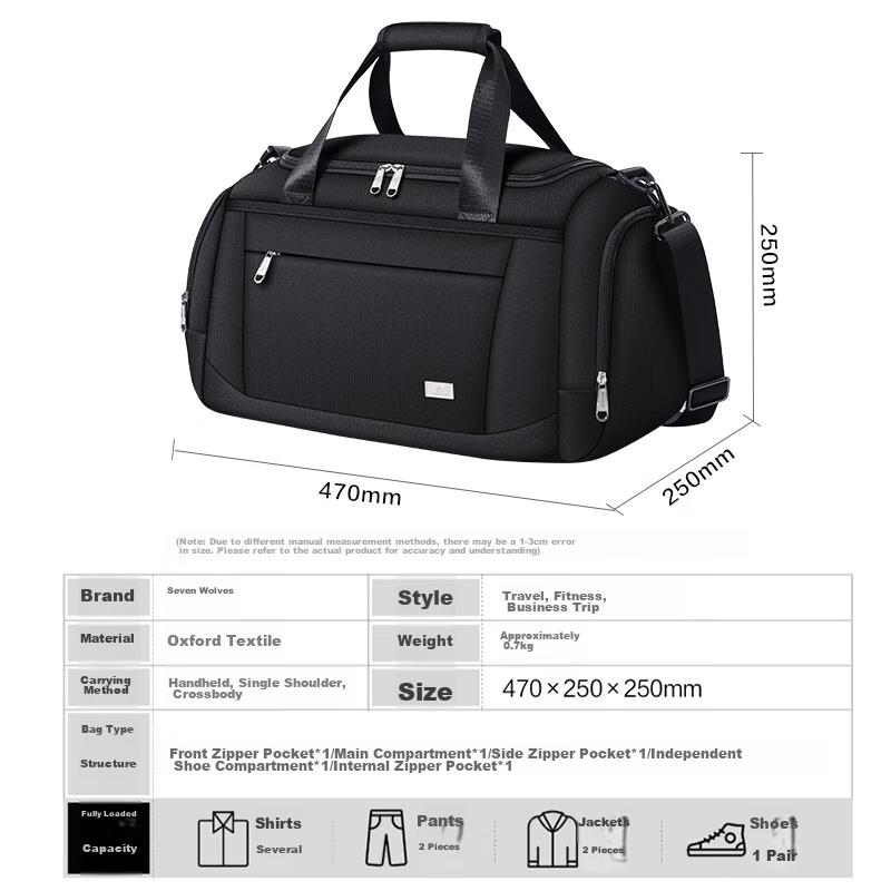SEPTWOLVES Travel Bag, Large Capacity Sports Fitness Bag, Luggage Bag for Men An...