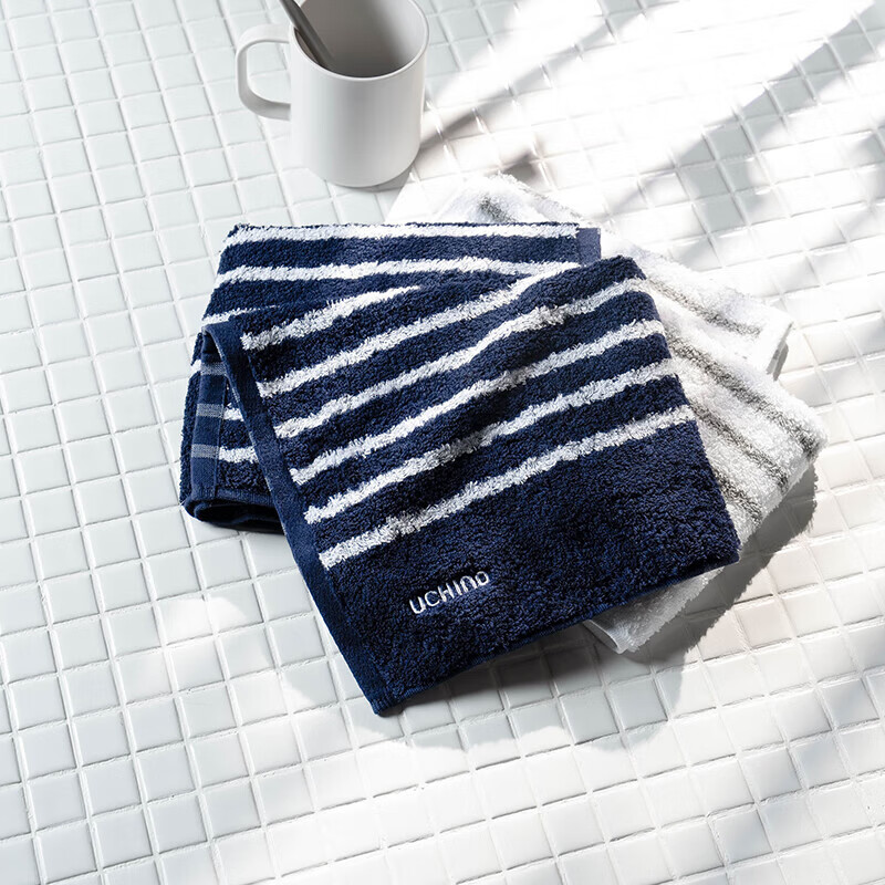 UCHINO Classic Horizontal Striped Face Towel for Men, Soft And Fluffy, Absorbent...