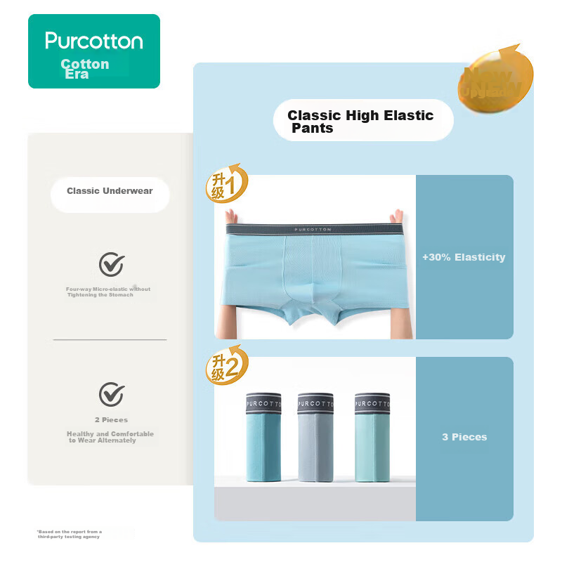 PurCotton Men's Underwear, Boxer Briefs, Mid-Rise, Breathable, 3-Pack, Black + R...