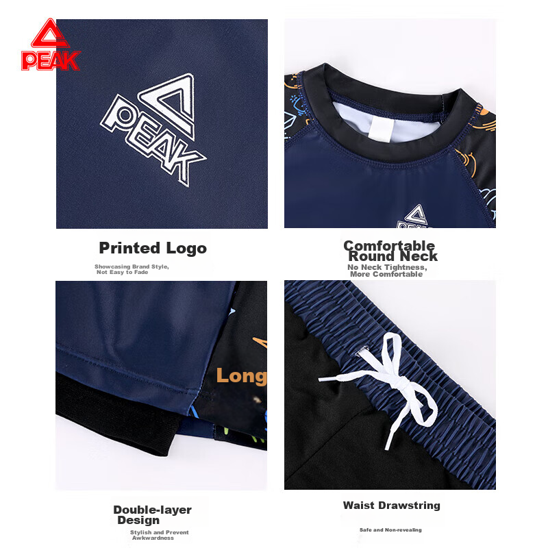 PEAK Children's Swimwear, Boys' Two-Piece Set, for Chubby Kids And Teenagers, Do...